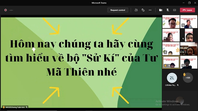 Trường Nguyễn Tất Thành tổ chức thành công tiết dạy chuyên đề lịch sử trực tuyến