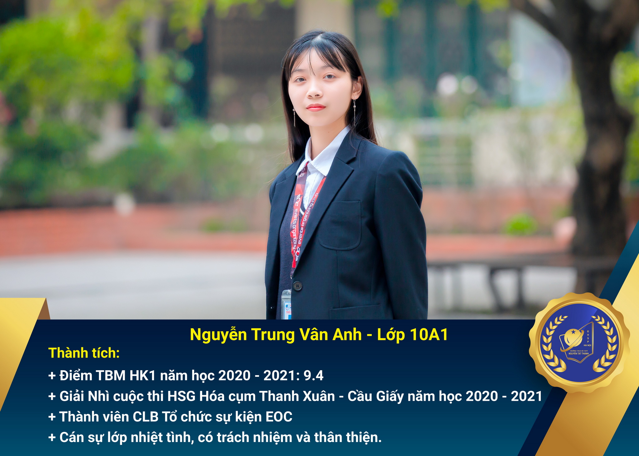 Chân dung học sinh nhận Học bổng Nguyễn Tất Thành lần thứ 40 – Khối 10 - Học kì I năm học 2020 – 2021